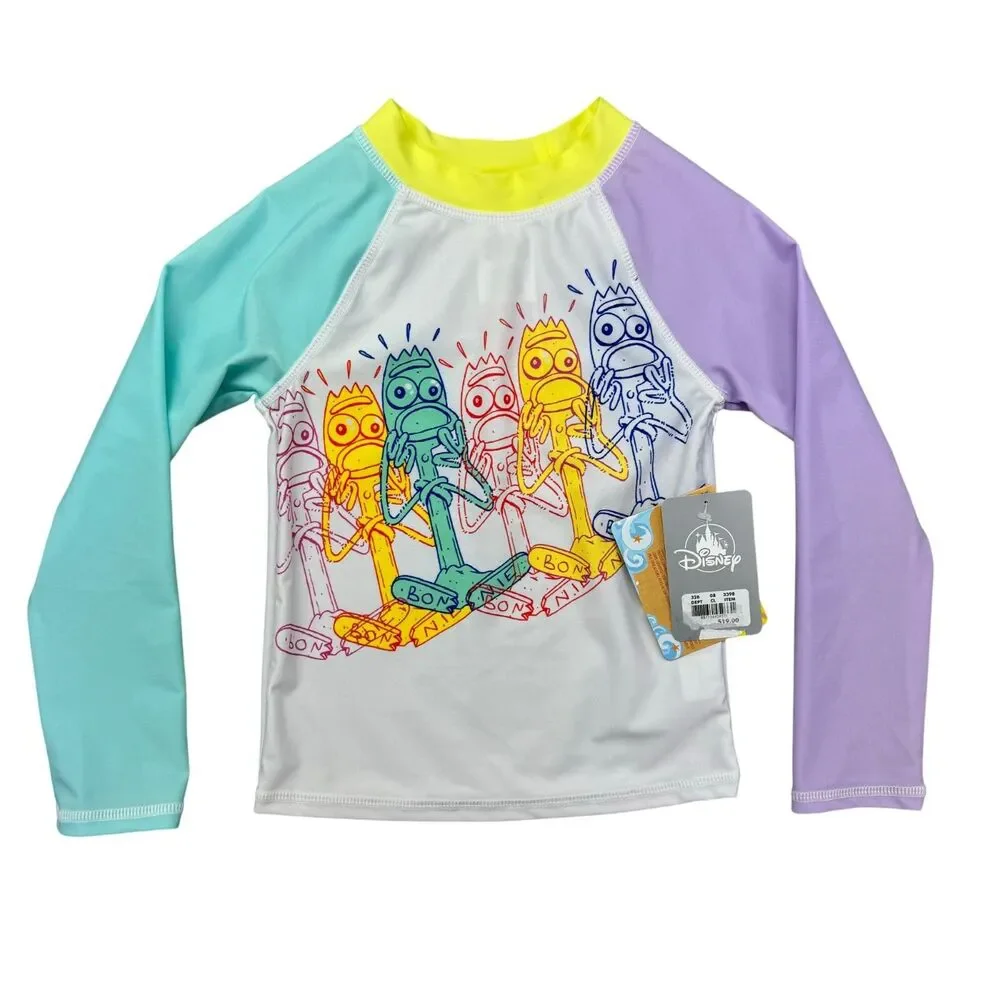 Disney Toy Story 4 Rash Guard Kids 4 Forky Long Sleeve Swim Shirt UPF 50+ NWT